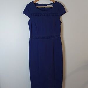 Host Pick Boden Cap Sleeve Dress with Crochet Trim Zippered Back Blue Size 8